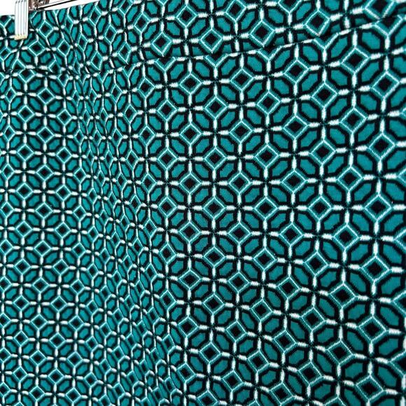 LOFT Women's Teal Tiled Jacquard Skirt Size 12 - Picture 3 of 6
